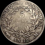 5 francs Napoléon Empereur calendrier révolutionnaire revers